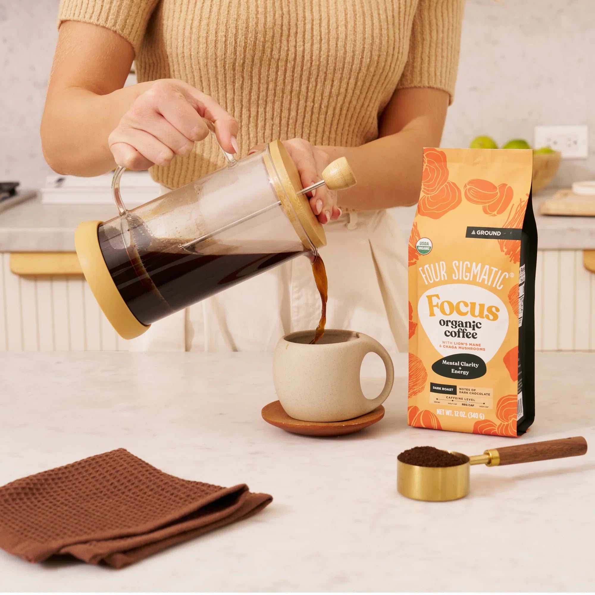 Pouring coffee