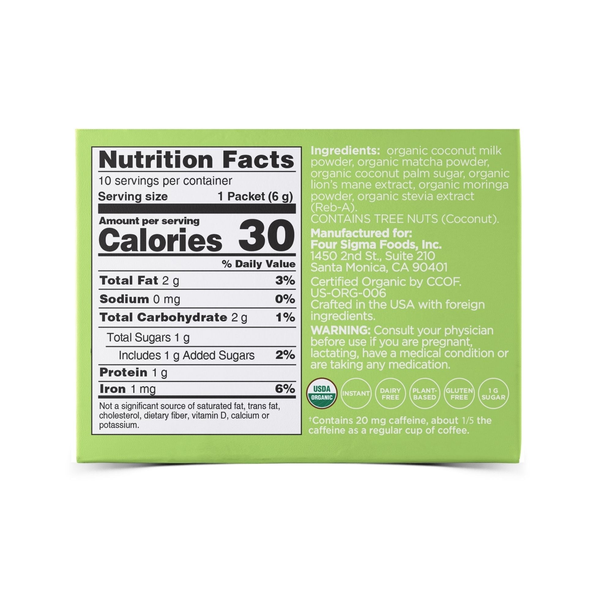 Four Sigmatic Think Organic Matcha Latte Mix Back