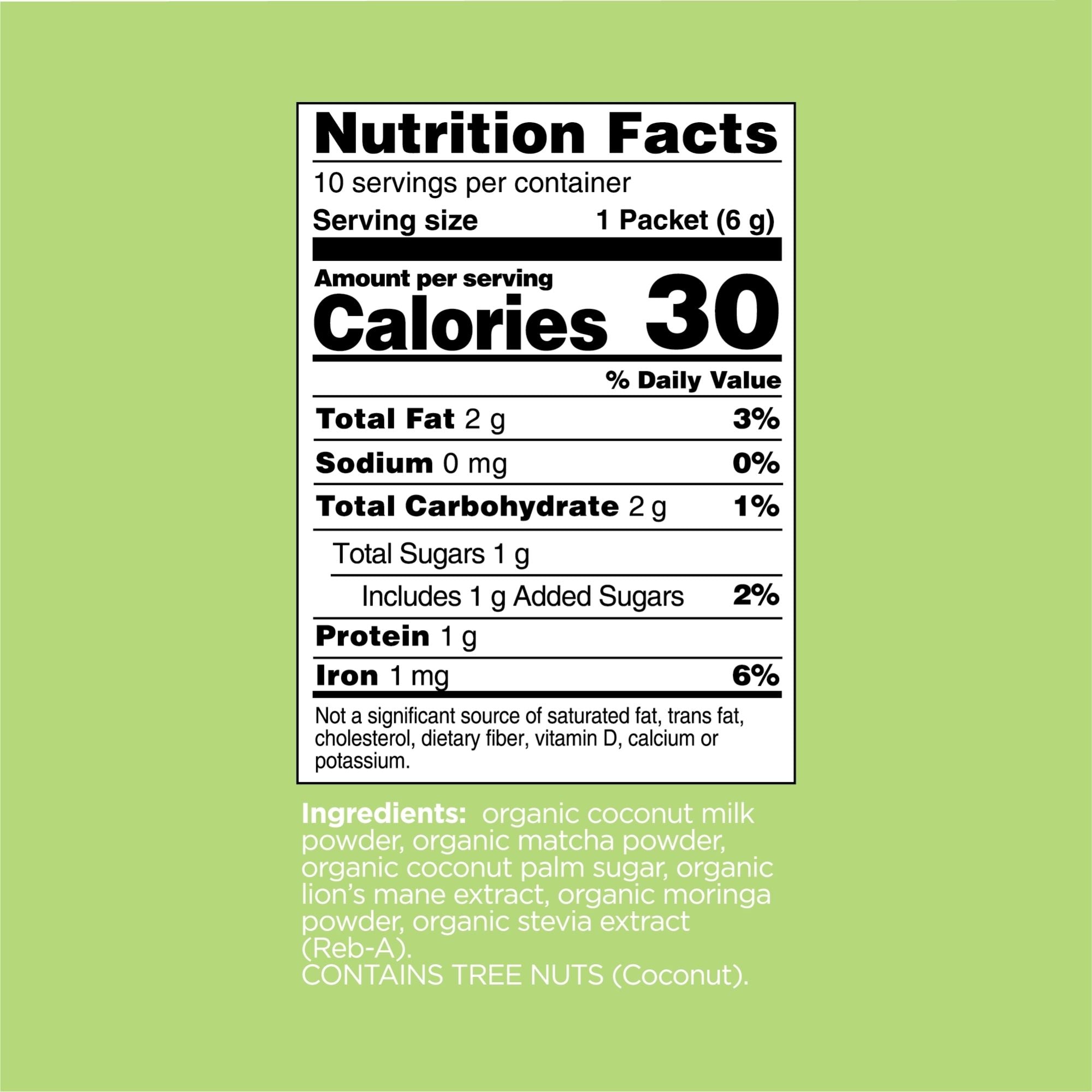 Four Sigmatic Think Organic Matcha Latte Mix Nutrition Facts